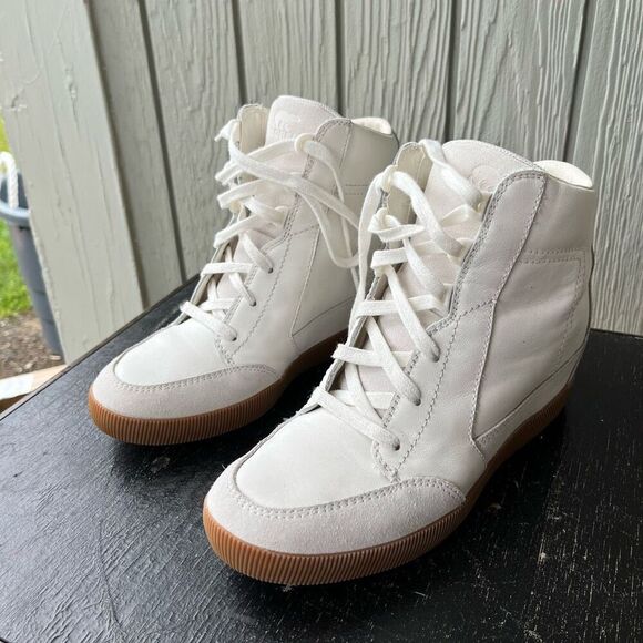 Sorel Out N About Wedge White Leather Sneaker Waterproof SZ 9 - Picture 11 of 11